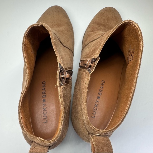 Lucky Brand Women's Brown Suede Zipper Ankle & Booties Boots SZ 7.5 Boho Shootie - Picture 8 of 11